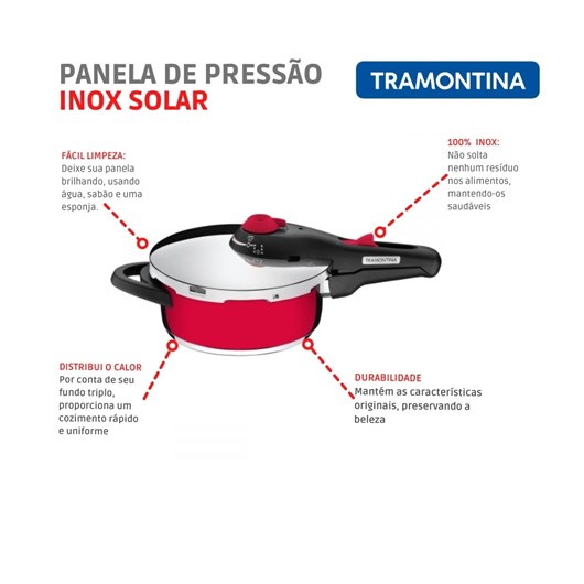 Panela De Pressão Em Inox Solar 3,0l 62511/223 Tramontina - Imagem principal - e7fc07b1-3d6c-4cd6-b8be-98f28690cef8