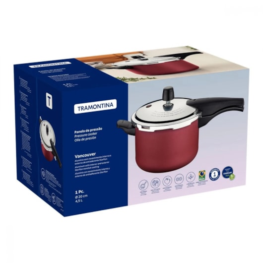 Panela De Pressão Vancouver Vermelho Tramontina 20Cm 4,5L - Imagem principal - ad52f239-8116-4627-8265-bd48eafbca09