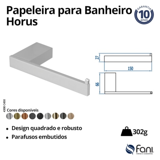 Papeleira Metal Sem Cobertura Para Banheiro Horus 450 D'Oro Vecchio Fani Metais - Imagem principal - d7842966-6c4c-409f-94b8-c3e27503e52e