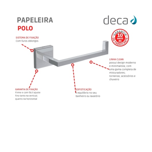 Papeleira Polo 2020 Cromada Deca - Imagem principal - ccfca7b4-2058-4b4f-ab39-f054aae6f9ac