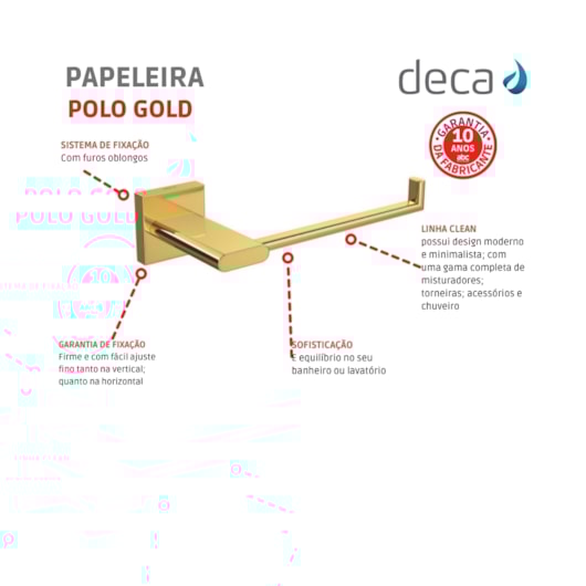 Papeleira Polo 2020 Gold Deca - Imagem principal - 9477e88a-2343-409d-8ed0-22711966c31d