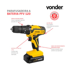 Parafusadeira E Furadeira A Bateria 12V PFV 120 Vonder Bivolt