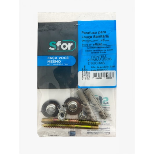 Parafuso De Fixação Para Vaso Sanitário C/ Bucha SF B8 2 Unidades Sforplast - Imagem principal - 3a97cce3-de38-463a-8040-7867d984638e