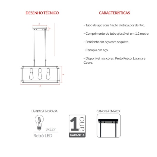 Pendente De Aço Hash Para 3 Lâmpadas E27 Cobre Fosco Avant - Imagem principal - ed43a65c-fdc7-42c2-8daa-df058f1ad69e