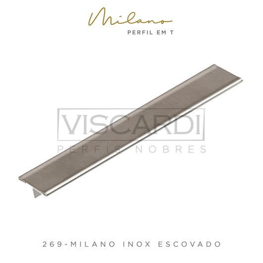 Perfil T Para Piso Milano 269 Inox Escovado Aço 304 Viscardi - Imagem principal - 9ed71841-39c7-4236-aaa7-384febde4f9c