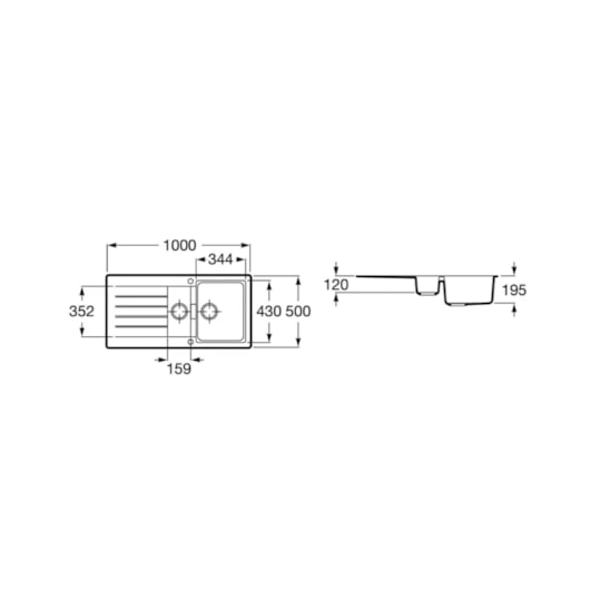 Pia Dupla De Cozinha Reversível Oslo Branco Roca 100x50x20cm - Imagem principal - 31f732fd-1406-4083-92fd-95ba700f3841