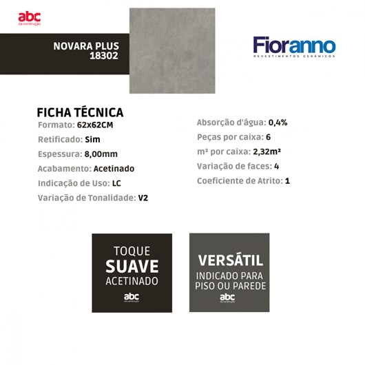 Piso Cerâmico Fioranno Novara Plus Acetinado Hd Cinza 62x62cm Bold - Imagem principal - 2ed894d9-3850-4d27-8214-157ff55b5f00