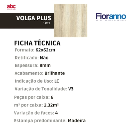 Piso Cerâmico Fioranno Volga Plus Brilhante 62x62cm Madeira Bold - Imagem principal - 1f74c2d3-09ee-4030-8575-0389ebf76211
