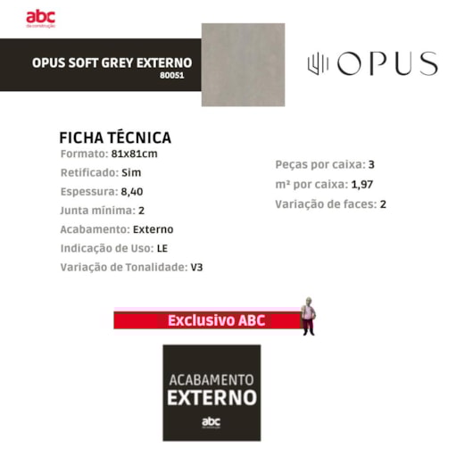 Piso Cerâmico Opus Soft Grey Granilha 81x81cm Retificado - Imagem principal - b0b68b9b-4f39-4d89-8a67-67dda339a3f9