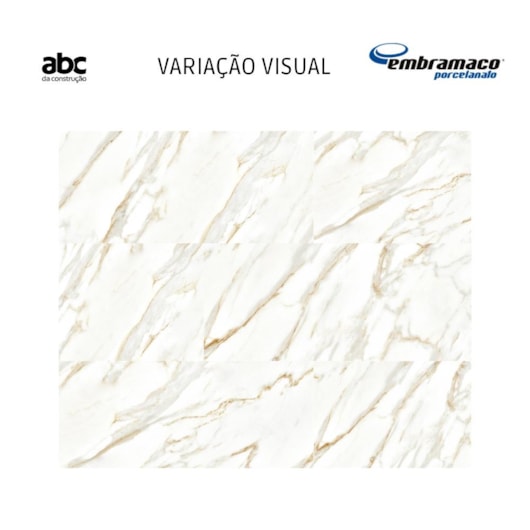 Piso Embramaco Calacata Gold Satiny 64x123cm Retificado - Imagem principal - 991c789a-5438-4620-8de3-b8f5915a7d7b
