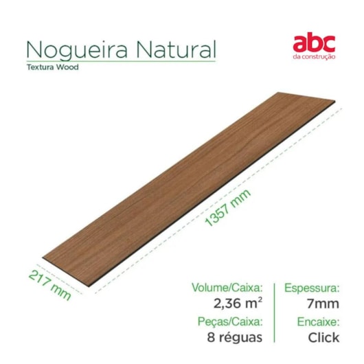 Piso Laminado Eucafloor Prime Click Nogueira Natural 21,7x135,7cm - Imagem principal - 2adbeb2c-c90c-4d01-a6de-03befb82cc1f