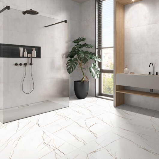 Piso Marmocerâmica Gran Onix Bianco Polido 56X113 Retificado - Imagem principal - 4027833f-74e2-4dcd-b998-df45d9ba237d