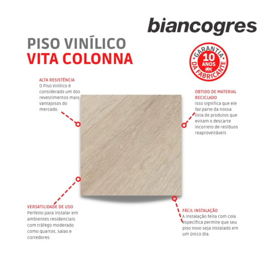 Piso Vinílico Biancogres Vita Colonna 2mm Capa 0,15 19x130cm - Imagem principal - 4dea8cb1-be94-4ad8-aac3-794998debbde