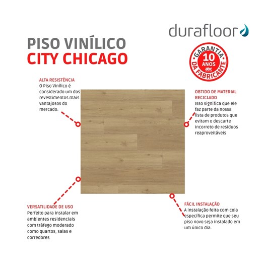 Piso Vinílico City 3x178x1219mm Chicago Durafloor - Imagem principal - ad89d259-582a-48ed-b747-c71363469439
