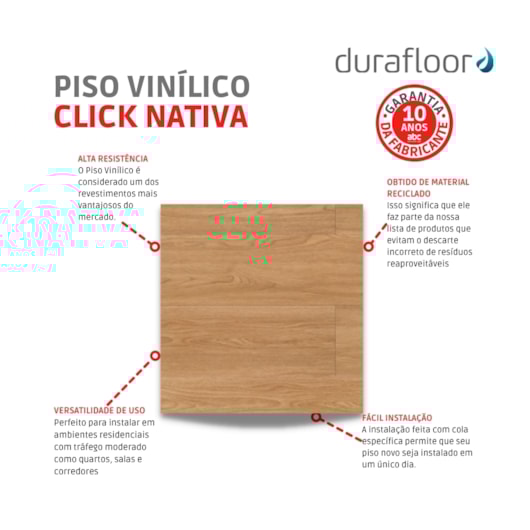 Piso Vinílico Durafloor Click Spc Nativa Belém 0,5x18,2x152,4cm - Imagem principal - 55a200d0-28b4-4fd6-8133-c2723a91f304