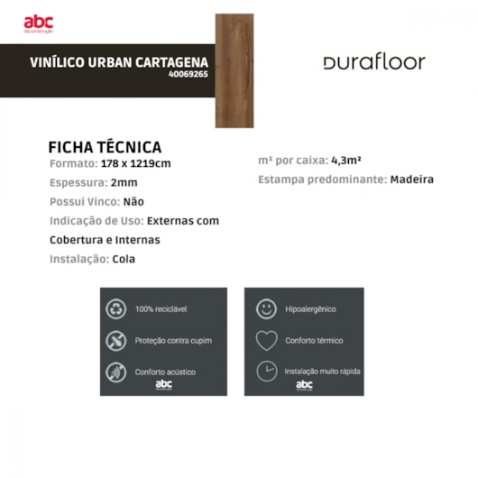 Piso Vinílico Durafloor Urban Cartagena 17,8x121,9cm - Imagem principal - f07522d0-210d-45b4-8eb1-18868f3b6fd7