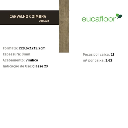 Piso Vinílico Eucafloor Working Flórida 3mm 22,86x121,92cm - Imagem principal - 350f50e1-2e6c-4de5-89c0-10f89728738d