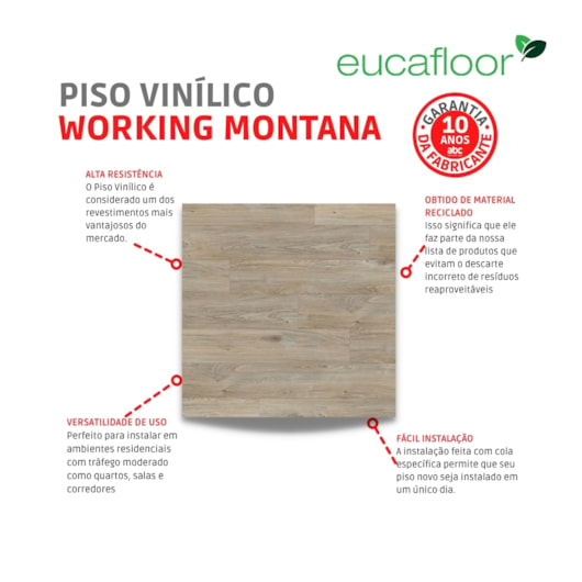 Piso Vinílico Eucafloor Working Montana 3mm 22,86x121,92cm - Imagem principal - 6cc95dc2-93c4-4ecc-bb01-3c304ad88e91