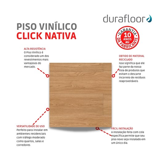 Piso Vinílico Spc Click Nativa Belém Durafloor 0,5x18,2x152,4cm - Imagem principal - 550e23ca-e2e2-4f8f-846f-a1c66f1a5780