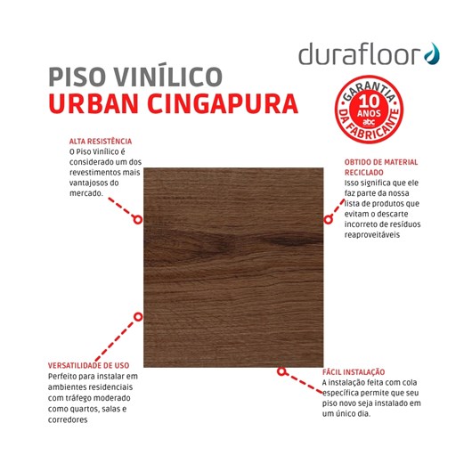 Piso Vinílico Urban 2x178x1219mm Cingapura Durafloor - Imagem principal - b2a3f6b0-ee6b-47be-a549-bfb289a2f52b