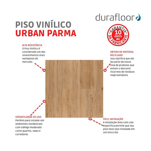 Piso Vinílico Urban 2x178x1219mm Parma Durafloor - Imagem principal - 981534df-3e1c-420a-b985-11ccc792531d