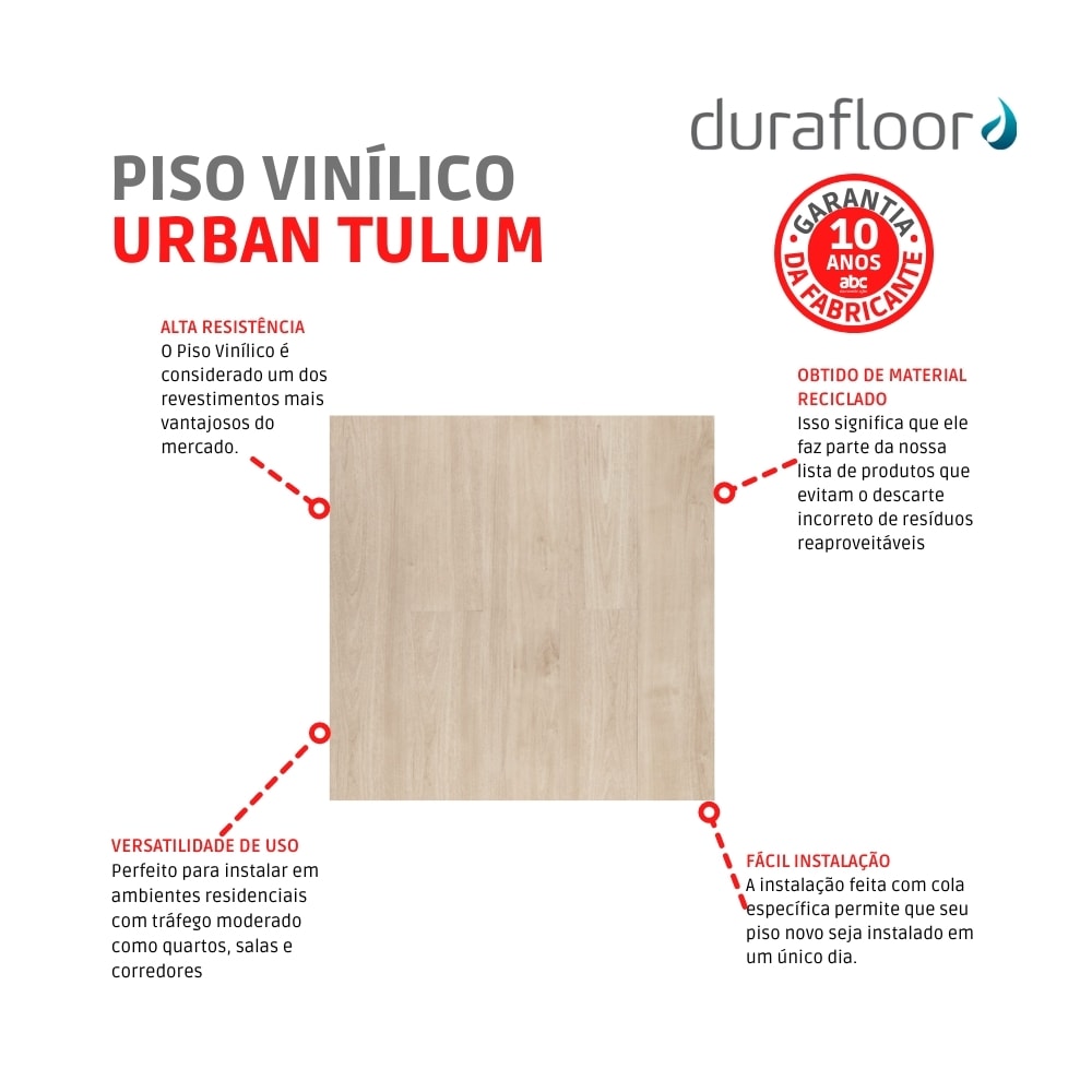 Piso Vinílico Urban 2x178x1219mm Tulum Durafloor | ABC Da Construção