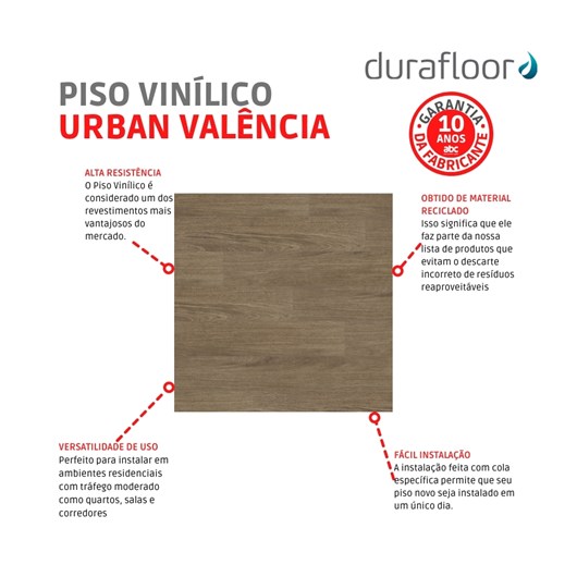 Piso Vinílico Urban 2x178x1219mm Valência Durafloor - Imagem principal - 100136e9-593c-42a9-805f-dba84203fed2