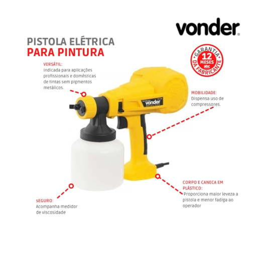 Pistola Elétrica Para Pintura PEV 400 Vonder 127V                                                     - Imagem principal - 754e4645-1dfd-48fe-b868-88e27fe8c4e2