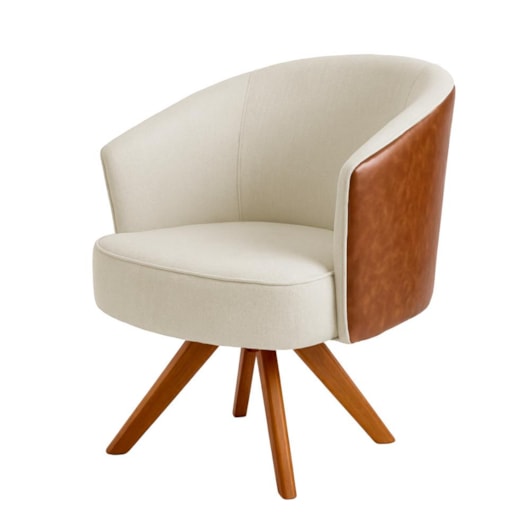 Poltrona Julia Bege Com Couro Nobly - Imagem principal - cd8ea72f-9f0f-4a35-b071-78e85aa64447