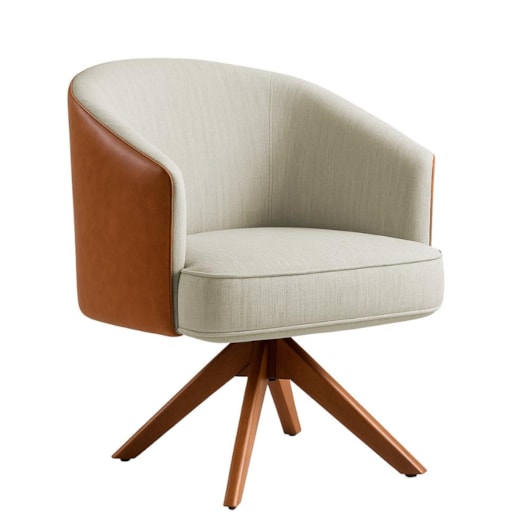 Poltrona Julia Bege Com Couro Nobly - Imagem principal - 041549b1-a8db-4ee8-82fe-48b2550e20c6