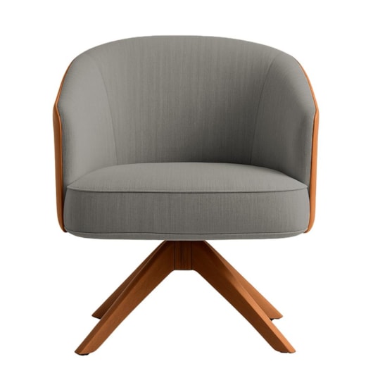 Poltrona Julia Cinza Com Couro Marrom Nobly - Imagem principal - 7adaaa55-cb73-4cad-b2e8-689154b218c4