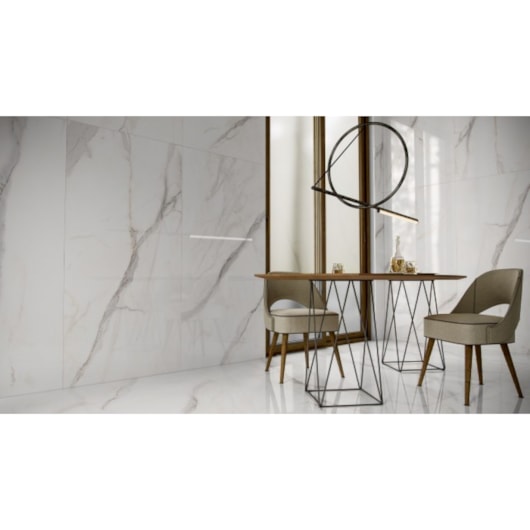 Porcelanato Biancogres Calacata Altíssimo Lux Poilido 90x180cm Retificado                     - Imagem principal - e1e9de20-95c5-4291-a29e-67c5cb7266f1