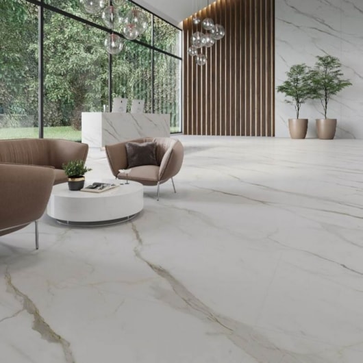 Porcelanato Biancogres Calacata Altíssimo Satin Acetinado 120x120cm Retificado  - Imagem principal - 40213459-e4bc-4883-ade4-663102295b9c