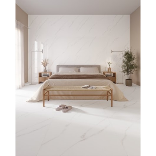Porcelanato Biancogres Malden Bianco Satin 100x100cm Retificado - Imagem principal - 0baaa40b-63c7-452c-a912-b97d66ce76a4