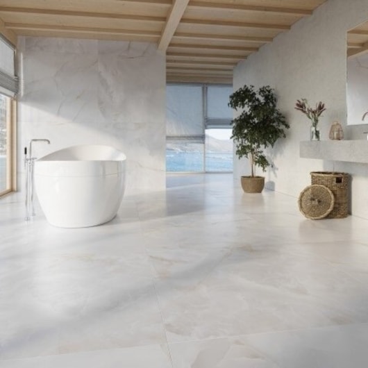 Porcelanato Biancogres Onix Bianco Satin Acetinado 60x120cm Retificado  - Imagem principal - 2c38d83e-86db-4aea-9371-f5b83c7b6842