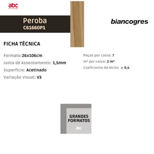 Porcelanato Biancogres Peroba Acetinado 26x106cm Retificado - Imagem principal - 274de897-6bd5-4039-bb62-32c1c904d7d2