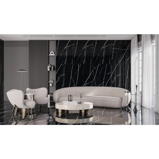 Porcelanato Biancogres Royal Black Lux 90x180cm Retificado - Imagem principal - e2005be7-9d58-442f-ab65-53f262ef4390