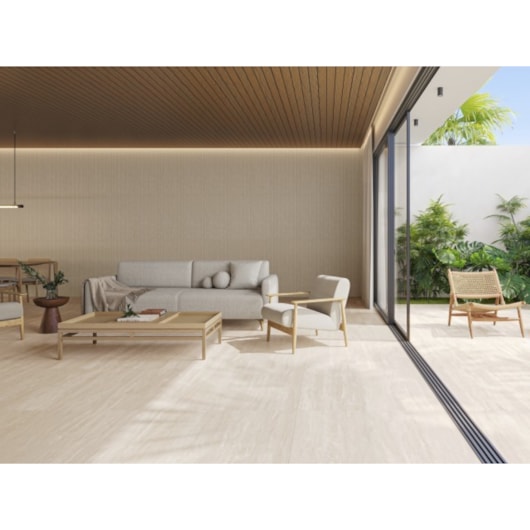 Porcelanato Biancogres Travertino Clássico Externo 100x100cm Retificado - Imagem principal - 105d3e95-f91b-4ddf-8d2a-3971991d68b9