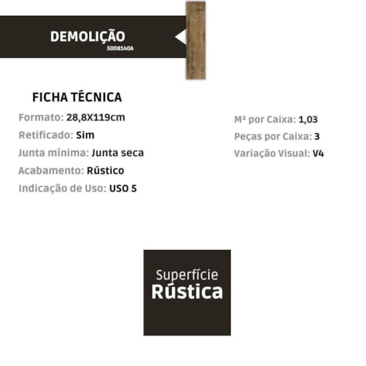 Porcelanato Ceusa Demolição Acetinado 28,8X119 Retificado - Imagem principal - 50a9815b-af40-4d9d-b5db-09acda3716a9