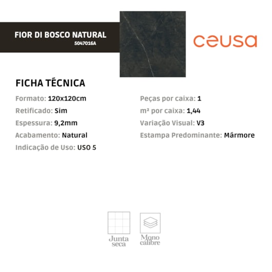 Porcelanato Ceusa Fior Di Bosco Natural 120x120cm Retificado - Imagem principal - dd966f80-31c9-47f9-8d37-3e9eee3959be