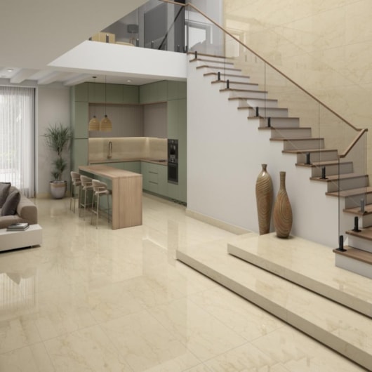 Porcelanato Damme  Botticino Royal Polido 62x121cm Retificado - Imagem principal - 9c1974c7-cbaa-4ae7-8d42-e77e1bf61814