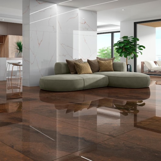 Porcelanato Damme Branco Pigues Polido 82x182cm Retificado - Imagem principal - 10739c2b-1063-4265-9a84-5b2895b4e573
