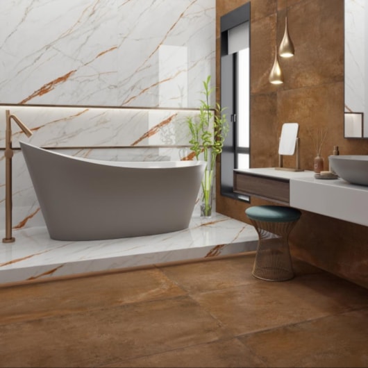 Porcelanato Damme Calacata Oro Lux Polido 62x121cm Retificado - Imagem principal - cd109c7a-f5c7-4a2c-a78c-9eed0b847cc3