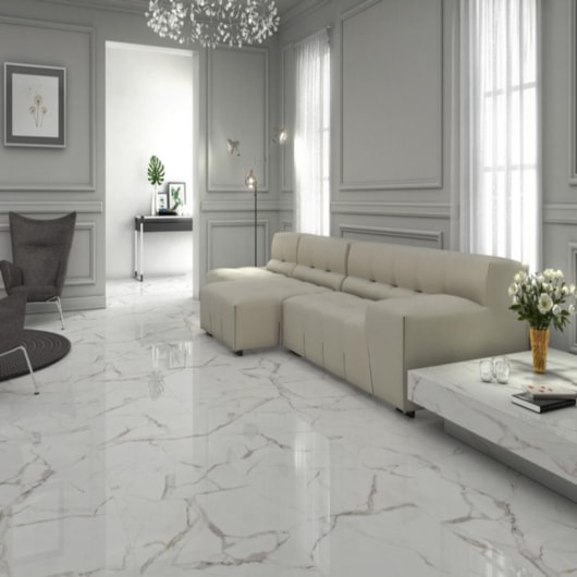 Porcelanato Damme Calacata Polido 82x82cm Retificado - Imagem principal - 94296b14-1f10-4e63-8102-695ad0a504f1