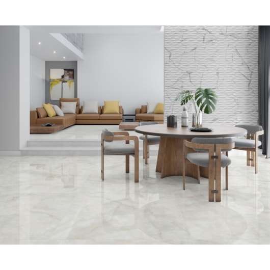 Porcelanato Damme Onix Ice Polido 121x121cm Retificado - Imagem principal - 18225ebb-50ec-4a43-9629-8b85e317a84c