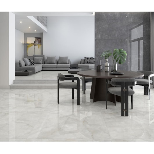 Porcelanato Damme Pulpis Grafite Polido 62x121cm Retificado - Imagem principal - 39fffdd0-c376-493e-a0b3-473b3ab5168b