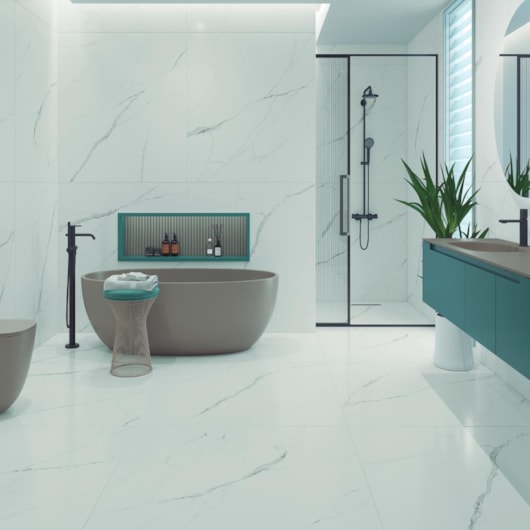 Porcelanato Damme Statuário Acetinado 121x121cm Retificado - Imagem principal - 35919c1d-0cb1-4e58-a09e-76b282713188