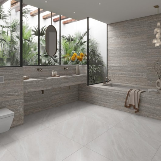 Porcelanato Damme Travertino Argento 82x182cm Retificado - Imagem principal - d34bc6ad-fb9b-420f-9103-a8122e190030