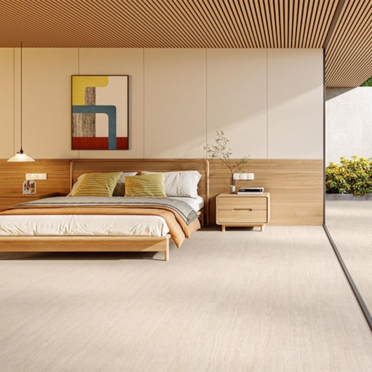Porcelanato Damme Travertino Nebbia Acetinado 121x121cm Retificado - Imagem principal - 664bfbd1-dce7-4f6e-abbe-76af9e47e9b7