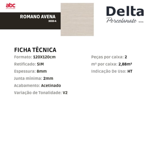 Porcelanato Delta Romano Avena Acetinado 120x120cm Retificado - Imagem principal - f96f1db8-ff51-42a0-bd13-f0354d442763